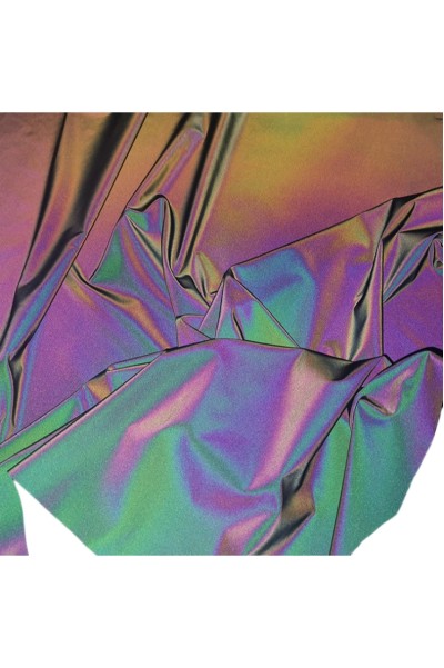DG-CW Durable, Wrinkle-resistant, and Washable; Colorful Polyester Mesh Reflective Fabric; Black with Vibrant Color-Changing Reflective Effect; Width: 140cm; Thickness: 0.13mm; Self-adhesive: No detail view-4